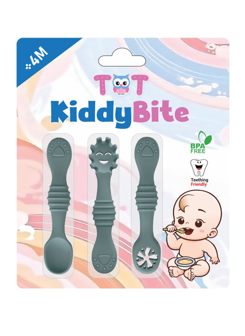 TOT TOT KiddyBite: Baby Silicon Spoons and Fork Set for Feeding  - Image 1