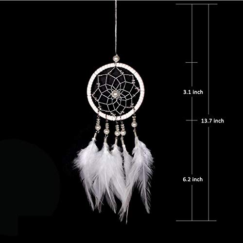 Malicosmile Dream Catchers for Cars Rear View Mirror, Small White Feather Dream Catcher Wall Hanging Decorations Car Charm Ornament - Image 2