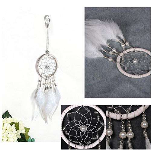 Malicosmile Dream Catchers for Cars Rear View Mirror, Small White Feather Dream Catcher Wall Hanging Decorations Car Charm Ornament - Image 3