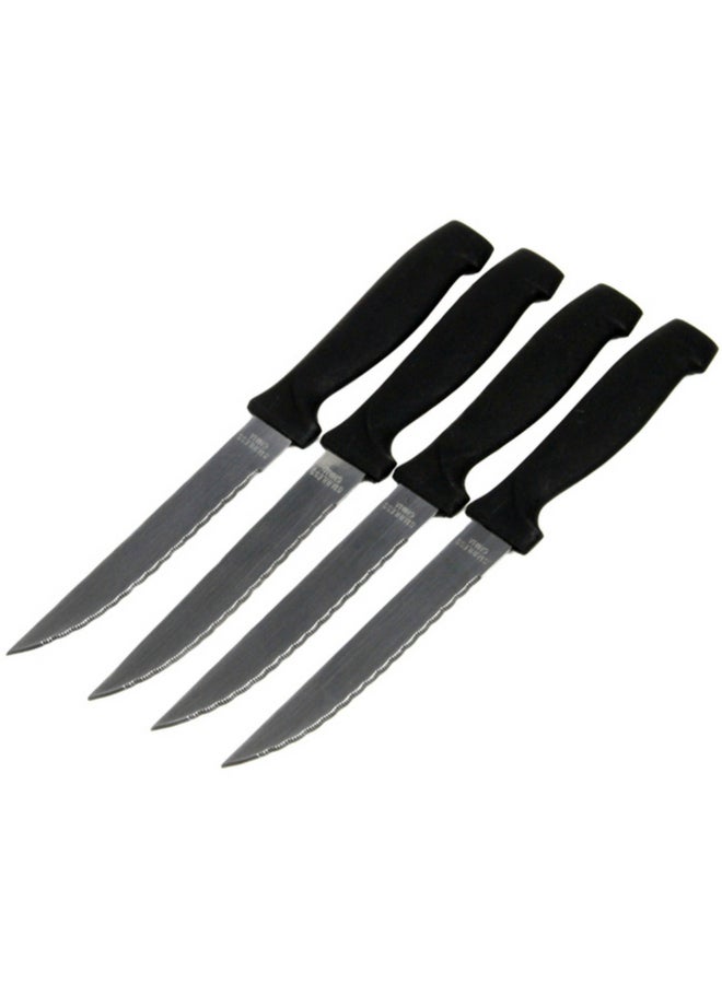 Chef Craft 4-Piece Stainless Steel Steak Knife Set Black and Silver 4.5 Inch 20979 - Image 1