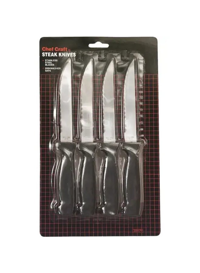 Chef Craft 4-Piece Stainless Steel Steak Knife Set Black and Silver 4.5 Inch 20979 - Image 2