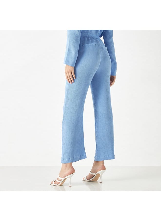 Iconic Iconic Textured Pants with Elasticated Waistband and Pockets  - Image 3