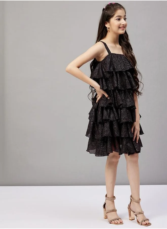 ستايلو بج Glitter Look Square Neck Layered Dress by Styli