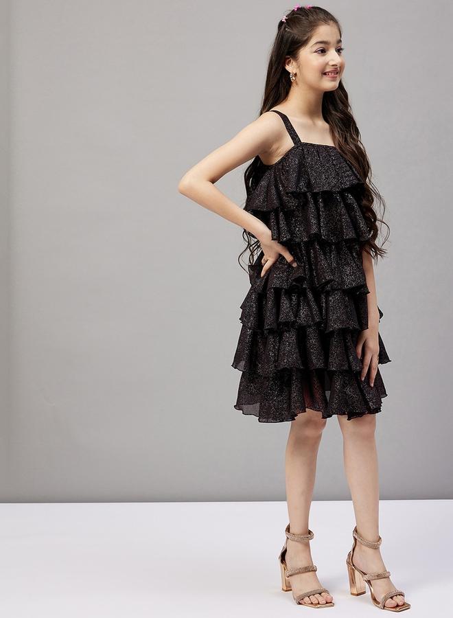 ستايلو بج فستان ستايلي بطبقات ورقبة مربعة بلمعة - Image 4