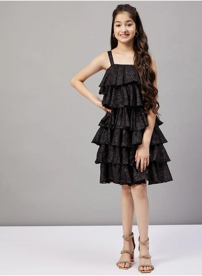 ستايلو بج Glitter Look Square Neck Layered Dress by Styli