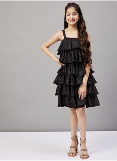 Stylo Bug Glitter Look Square Neck Layered Dress by Styli  - Image 1