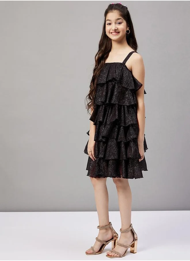 ستايلو بج Glitter Look Square Neck Layered Dress by Styli