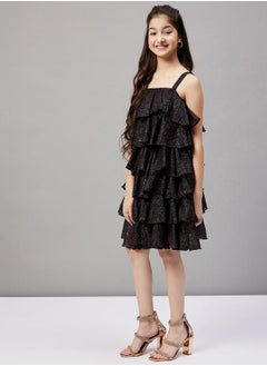 Stylo Bug Glitter Look Square Neck Layered Dress by Styli  - Image 3
