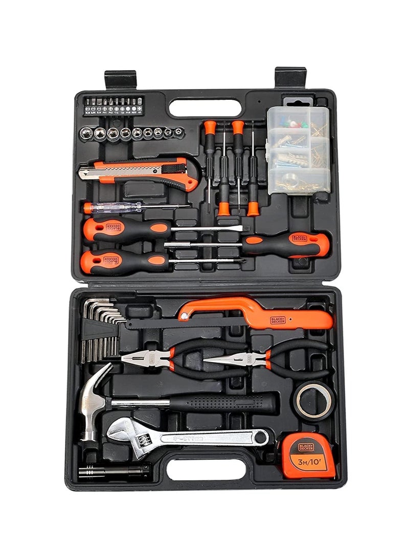 BLACK&DECKER 126 Piece Hand Tool Kit in Kit Box for Home Diy and Professional Use Orange and Black  - Image 1