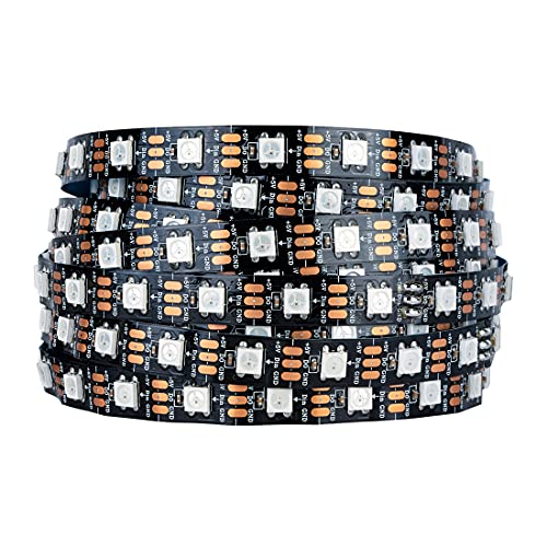 SEZO WS2812B ECO LED Strip Light 16.4FT/5M 60LEDs/m 300Pixels Individually Addressable Programmable 5050SMD Digital RGB Alloy Wires Flexible Dream Color IP30 Non-Waterproof PCB Black DC5V - Image 1