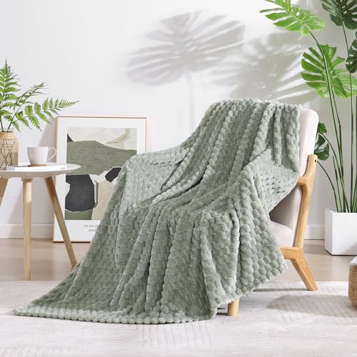 Monbix Light Sage Green Fleece Throw Blanket for Couch- Room Decor Soft Cozy Blankets for Women, Lightweight Fleece Flannel Bed Blanket Suitable for All Seasons(50"×60",Light Sage Green) - Image 1