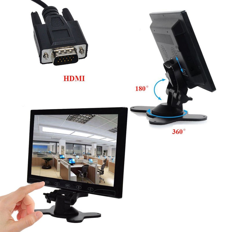SallyBestÂ® 10.1 Inch Ultra Thin 16:9 HD 1024 * 600 Color TFT LCD Display Headrest Monitor Touch Button Monitor Screen with AV HDMI VGA Video Input - Image 2