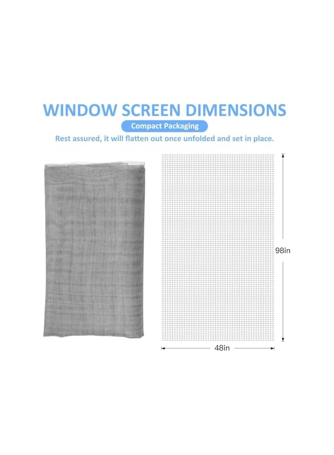 The Bros Windows Screen and Screen Door Replacement, 48"x98" Durable Fiberglass Screen Mesh- Window Screen & Sliding Screen Door Repair for Patio and Windows(1 Pack,Grey)  - Image 3