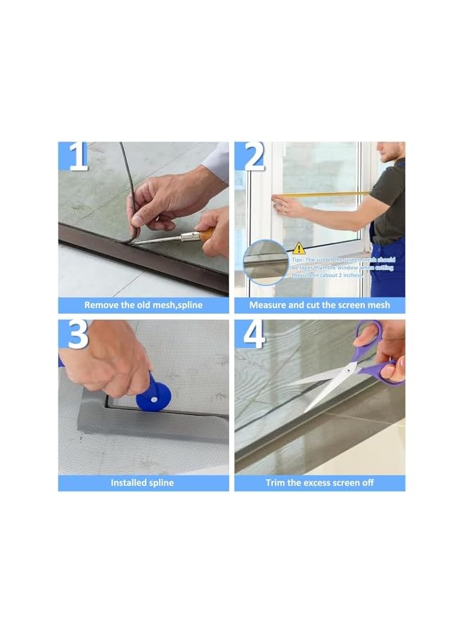 The Bros Windows Screen and Screen Door Replacement, 48"x98" Durable Fiberglass Screen Mesh- Window Screen & Sliding Screen Door Repair for Patio and Windows(1 Pack,Grey)  - Image 4