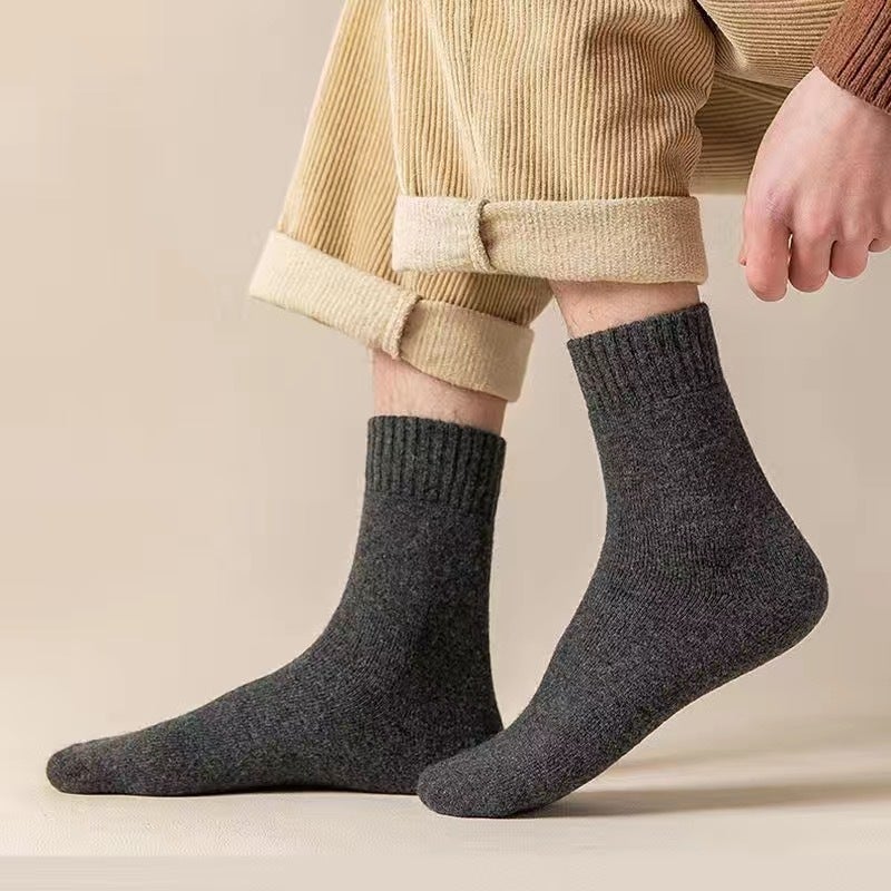 Socks Winter Men'S And Women'S Mid-Tube Socks Thickened Fleece-Lined Warm Towel Terry Socks Socks Sleep Confinement Socks - Image 1