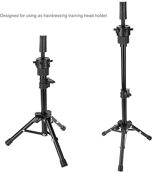 AYNEFY Hairdressing Tripod Stand 23 in Hairdressing Training Head Holder Salon Model Mannequin Head Tripod Stand Black - Image 4