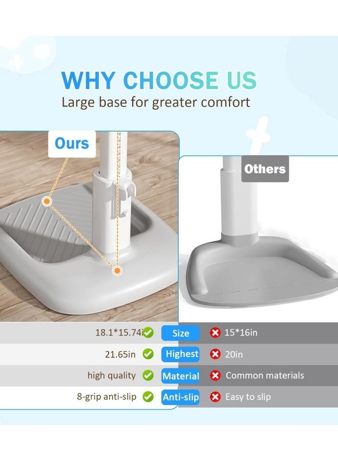 TAKHTEELA Baby Shower Stand, 360° Adjustable Height Anti Slip Base Foldable Baby Bath Shower Stand with Duck Sound, Bath Support for Toddler Infants Bathing Safety Ideal Gift (Gray White) - Image 5