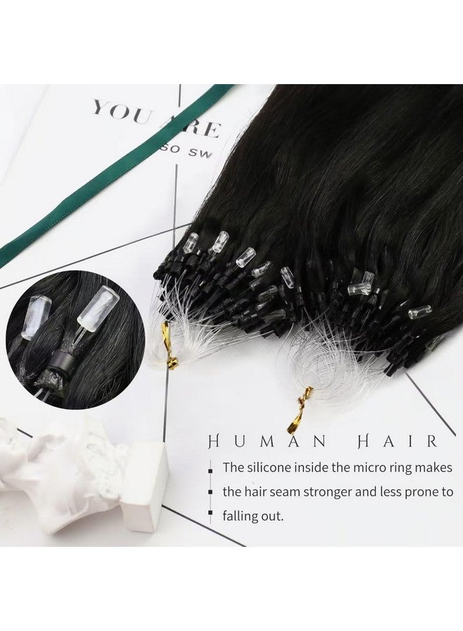 Moresoo Oresoo Microlink Hair Extensions Human Hair 22 Inch Beaded Hair Extensions Human Hair Color 1B Off Black Hair Extensions Microbead Hair Extensions Human Hair 50G/50S Extensions Human Hair Natural - Image 3