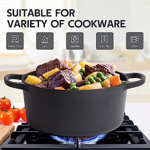 Alathote 6 Quart Dutch Oven Enameled Cast Iron with Lid - Big Dual Handles - Oven Safe up to 500°F - Classic Round Pot for Versatile Cooking (Matte Black(No Enameled), 6 QT) - Image 3