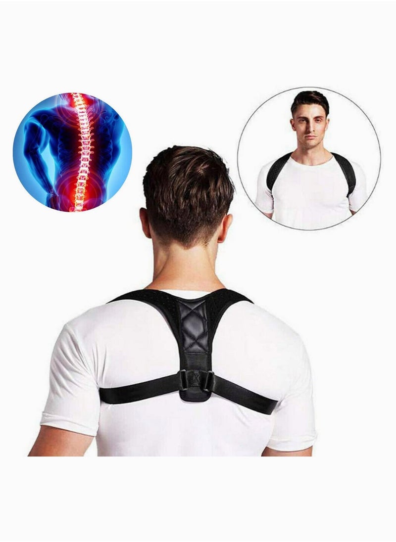 Generic - Posture Corrector for Women and Men - Upgraded Lengthened Soft Sponge Pad Adjustable Upper Back Brace for Clavicle Support and Providing Pain Relief from Neck and Shoulder - Image 1