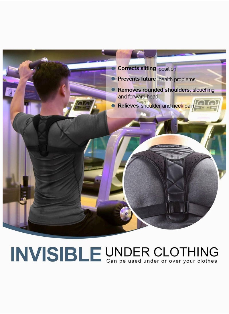 Generic - Posture Corrector for Women and Men - Upgraded Lengthened Soft Sponge Pad Adjustable Upper Back Brace for Clavicle Support and Providing Pain Relief from Neck and Shoulder - Image 1