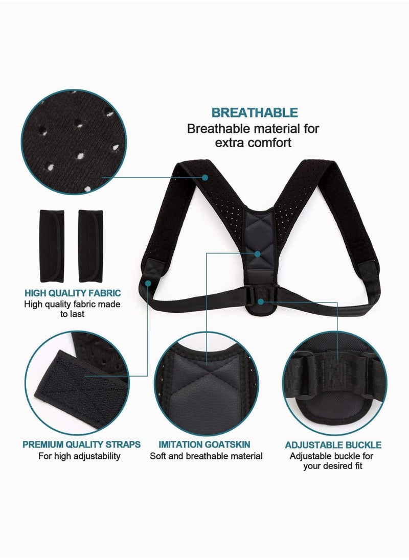 Generic - Posture Corrector for Women and Men - Upgraded Lengthened Soft Sponge Pad Adjustable Upper Back Brace for Clavicle Support and Providing Pain Relief from Neck and Shoulder - Image 1