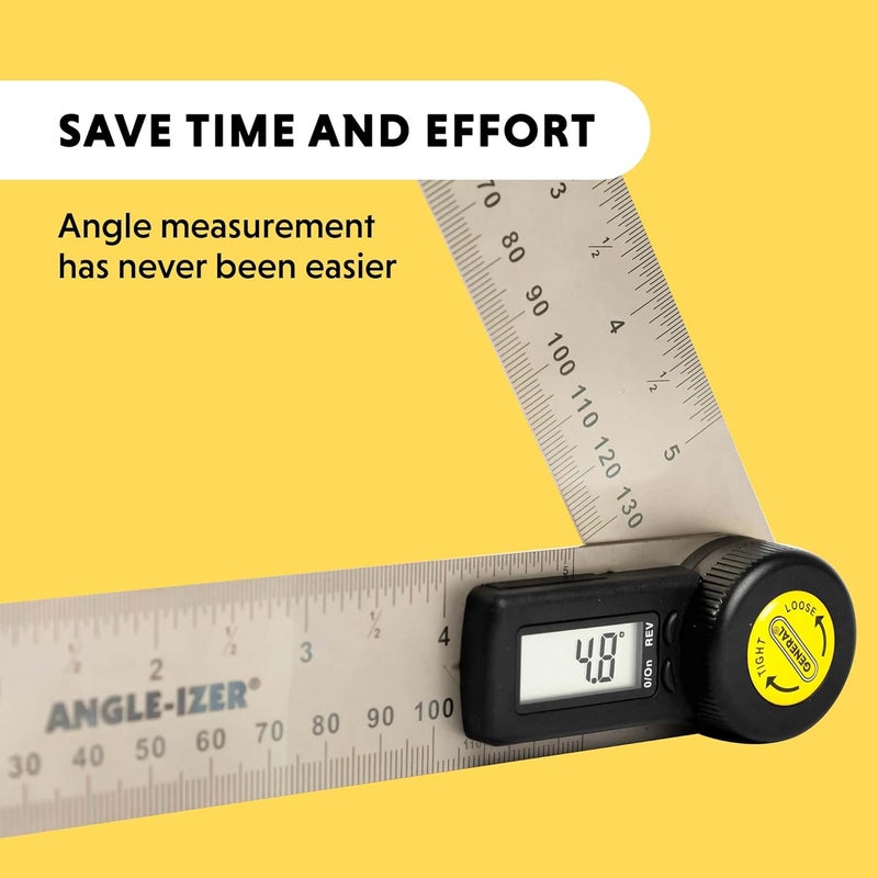 General Tools Digital Angle Finder Ruler #822 - 5" Stainless Steel Woodworking Protractor Tool with Large LCD Display - Image 4