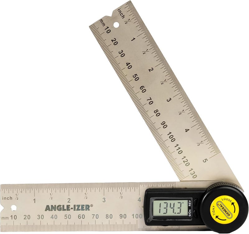 General Tools Digital Angle Finder Ruler #822 - 5" Stainless Steel Woodworking Protractor Tool with Large LCD Display - Image 1
