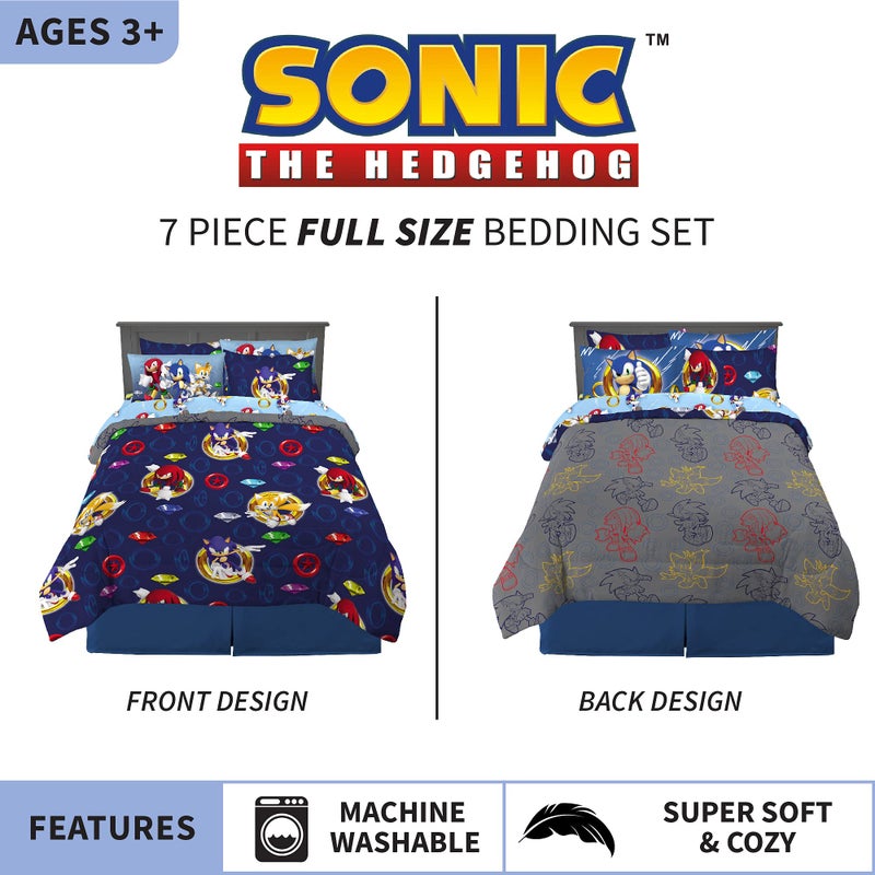 Franco Kids Bedding Super Soft Comforter and Sheet Set with Sham, 7 Piece Full Size, Sonic The Hedgehog - Image 2