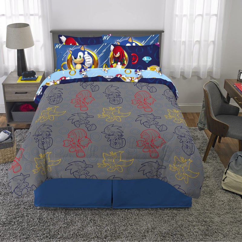 Franco Kids Bedding Super Soft Comforter and Sheet Set with Sham, 7 Piece Full Size, Sonic The Hedgehog - Image 5