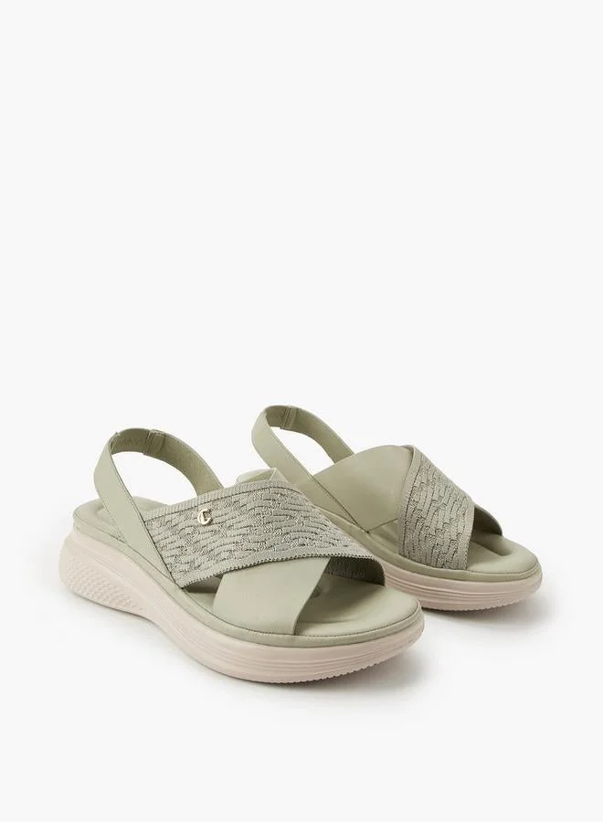 لو كونفورت صنادل نسائية محبوكة بنعل خلفي مزخرف