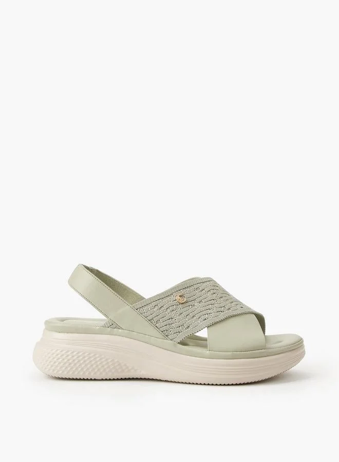 لو كونفورت صنادل نسائية محبوكة بنعل خلفي مزخرف