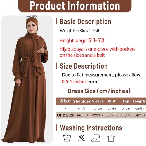 Khalat Women's Army Green Maxi Abaya Dress with Hijab Scarf, Lace Sleeve, Flowy, One Size, Solid, Daily, Versatile, All Seasons - Image 3