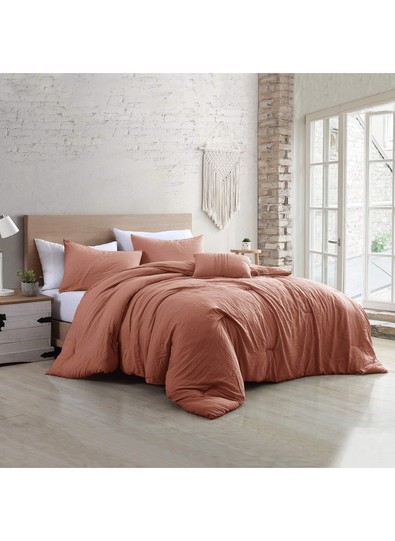 Modern Threads Modern Threads 4Piece GarmentWashed Comforter Set Beck Dark Rose King 
