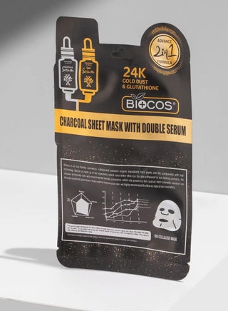 Charcoal Sheet Mask with Double Serum,24K Gold Mask – Detoxifies, Minimizes Pores & Reduces Fine Lines With Charcoal, Glutathione & Pineapple Extract – Hydrating & Glowing Skin Formula – 29g - pzsku/ZF973379AD20EE73975A4Z/45/1743528440/dcd73003-1440-401d-b2ae-cc9c41052ad2