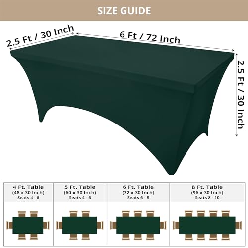 Utopia Kitchen Spandex Tablecloth 2 Pack [6FT, Hunter Green] Tight, Fitted, Washable and Wrinkle Resistant Stretch Rectangular Patio Table Cover for Event, Wedding & Parties [72Lx30Wx30H Inch] - Image 2