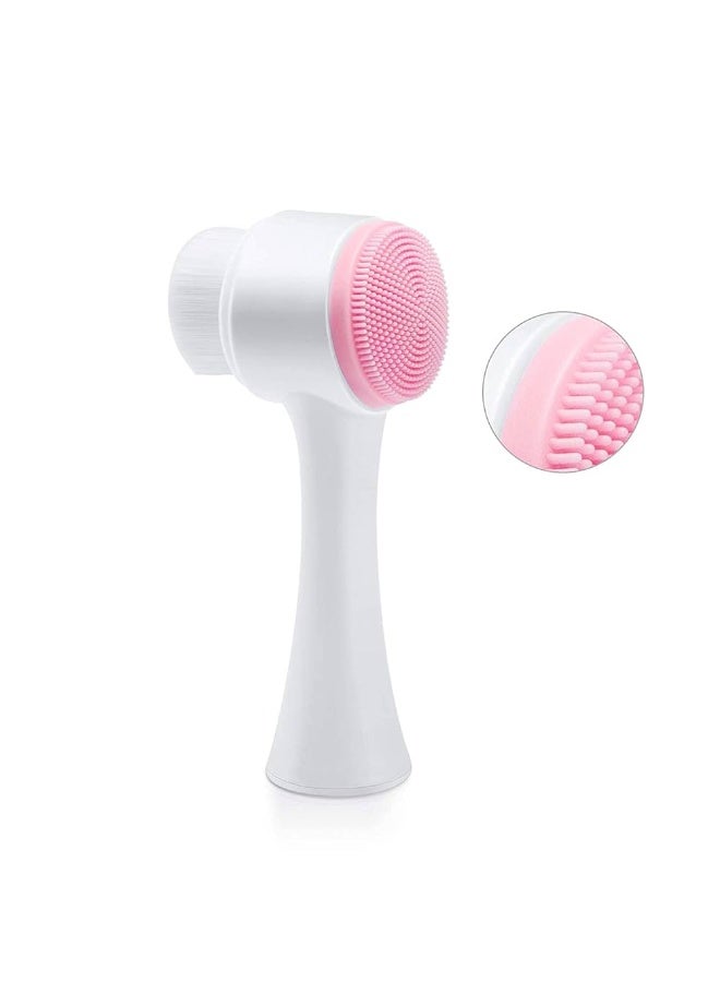 Double Face Cleanser Face Brush Soft Hair Silicone Face Washer Manual Makeup Remover Deep Cleansing Brush Random Color - Image 3