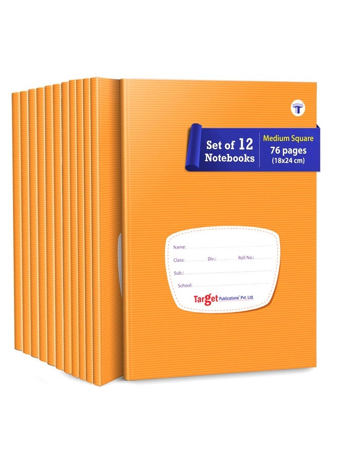 TARGET PUBLICATIONS Medium Square Ruled 76 Pages Notebooks with Soft Brown Cover 18 x 24 cm Approx Maths Exercise Small Notebook (05 inch GSM 57) | Pack of 12 - Image 1