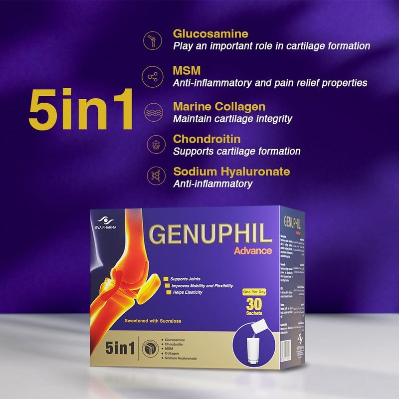 Eva Pharma Genuphil Advance 5-in-1 Joint Support Sachets - Image 4