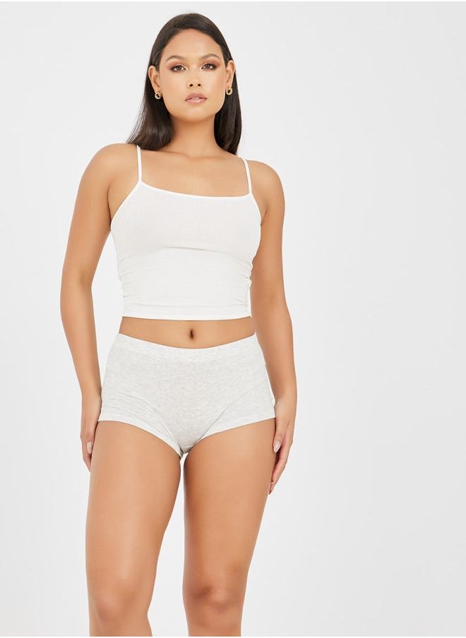 Styli Pack of 3 - Solid Cotton Elasticated Waistband Boyshorts  - Image 2