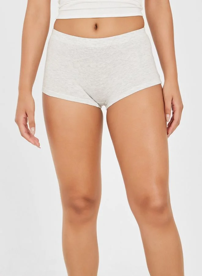 Styli Pack of 3 - Solid Cotton Elasticated Waistband Boyshorts