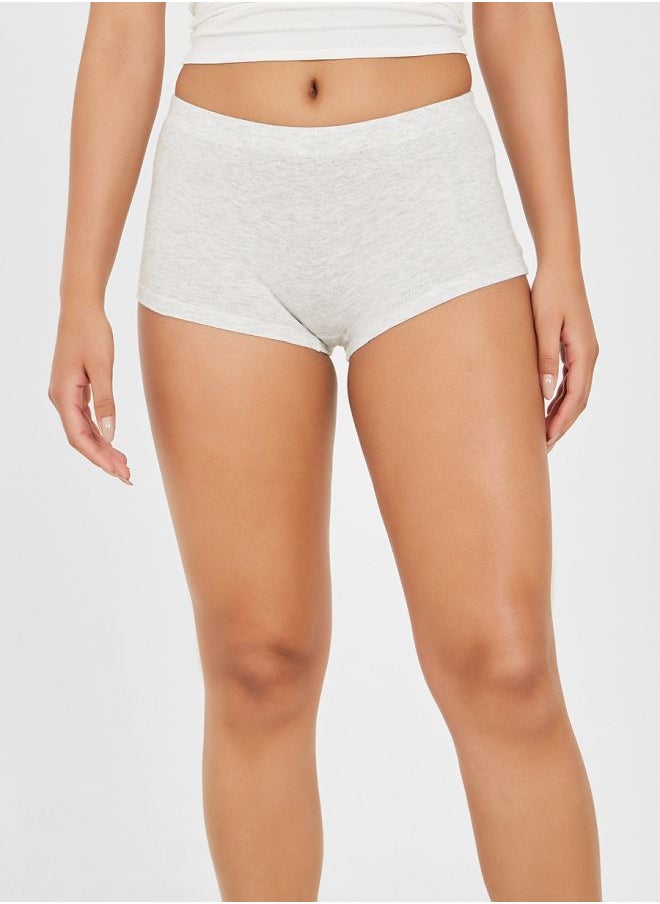 Styli Pack of 3 - Solid Cotton Elasticated Waistband Boyshorts  - Image 3