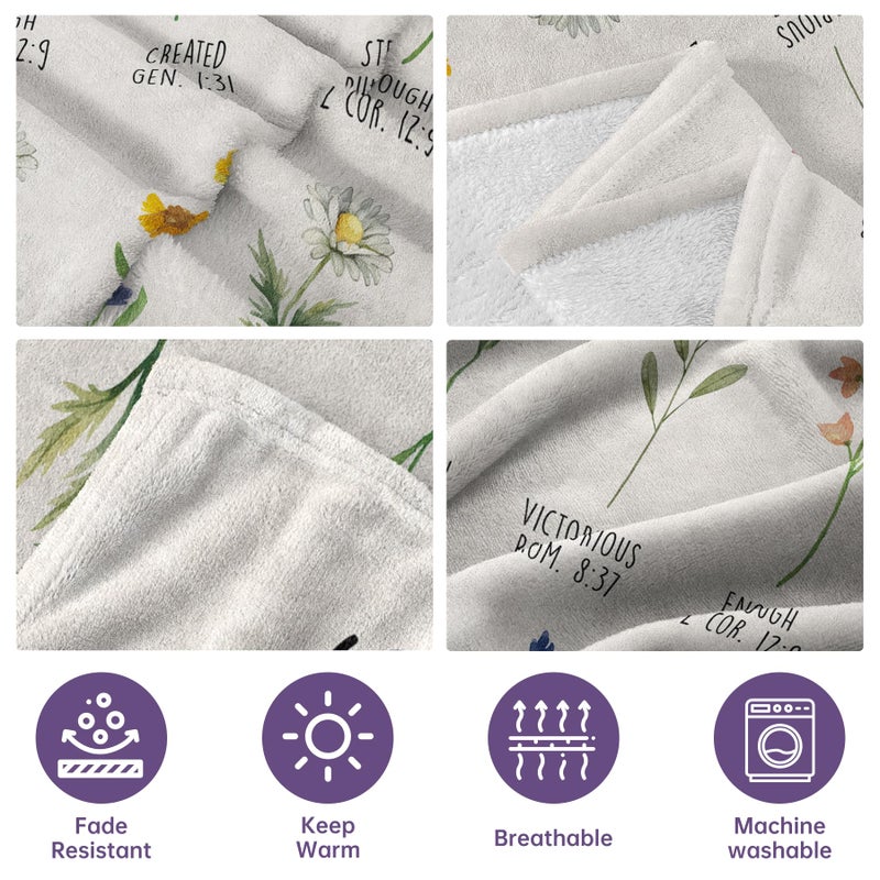 Afterprints Christian Gifts for Women, Christian Blanket with Flowers, Birthday Gifts for Women, Christmas, Inspirational, Religious Gifts for Sister, Friend, Daughter, Soft Throw Blankets 50'' x 60'' - Image 4