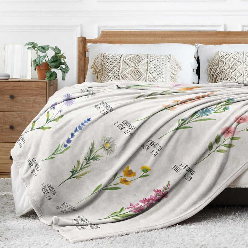 Afterprints Christian Gifts for Women, Christian Blanket with Flowers, Birthday Gifts for Women, Christmas, Inspirational, Religious Gifts for Sister, Friend, Daughter, Soft Throw Blankets 50'' x 60'' - Image 3