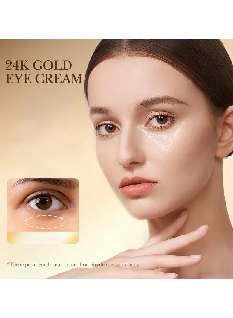 Zozu 1pc, 20g 24K Golden Hyaluronic Acid Eye Cream, Firming And Wrinkle Smoothing, Moisturizing Skin Care For Delicate Eye Area - Image 3