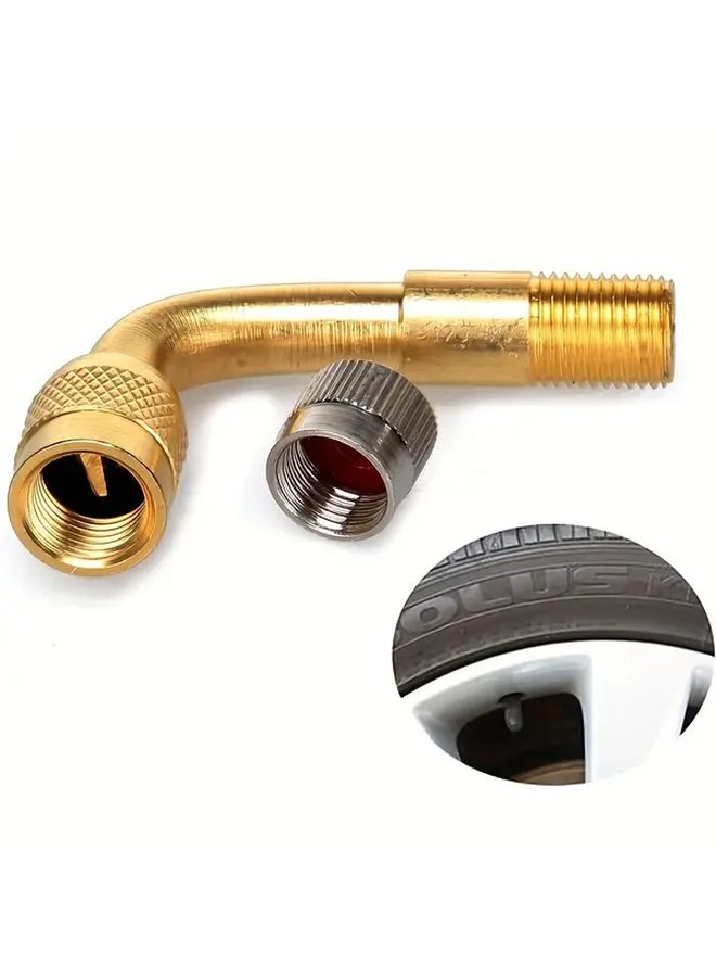 4pcs 90 Degree Golden Copper Schrader Valve Stems Universal Adapters For Vehicles - Image 2