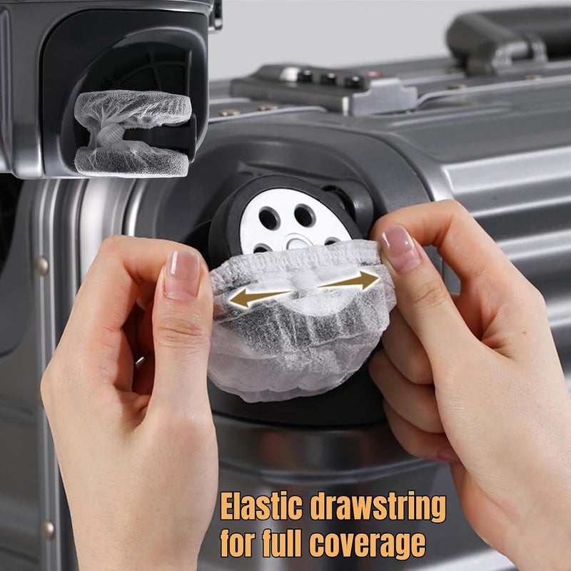JDLYEVER 160 PCS Disposable Suitcase Wheel Dust Covers, Universal Elastic Luggage Wheel Protectors for Storage & Travel, One-Time Use Spinner Caster Covers to Isolate Dirt, Mud, Keep Cars & Closets Clean - Image 5