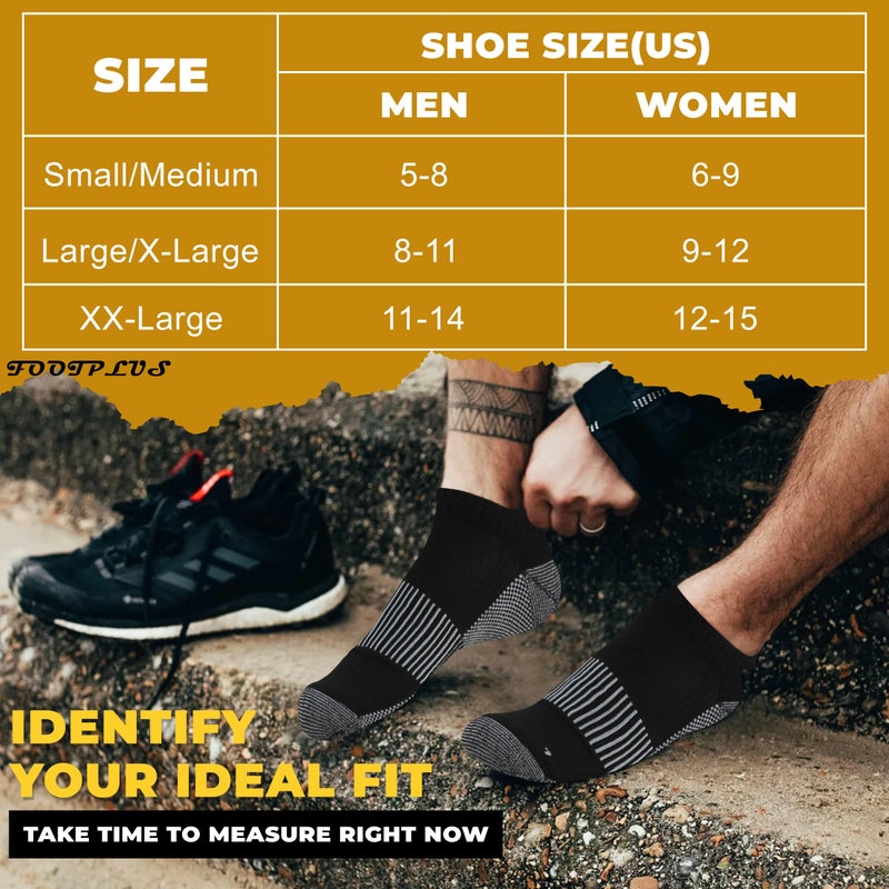 FOOTPLUS Copper Compression Tennis Socks,Men Women Boys Girls Low Cut Cushioned Running Golf Moisture Wicking Marathon Jogging No Stinky Feet Travel Work Socks for,3 Pairs Black, Medium - Image 3