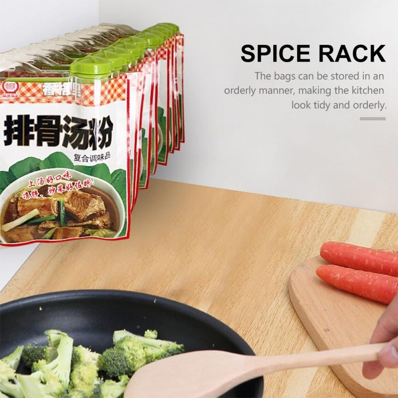 Wall Mounted Nail Free Plastic Spice Rack Convenient Seasoning Organizer With Rotatable Sealing Clip For Kitchen Storage And Spice Bag Organization - Image 4
