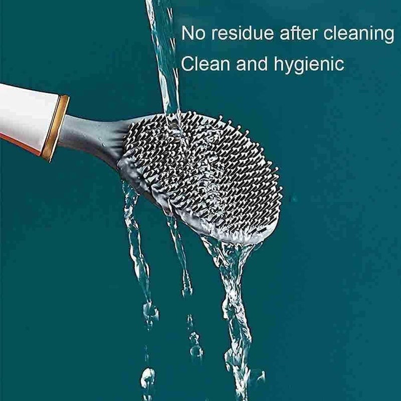 POPLEY Silicon Toilet Brush with Slim Holder Flex Toilet Brush Anti-drip Set Toilet Bowl Cleaner Brush, No-Slip Long Handle Soft Silicone Bristle Clean Toilet Corner Easily(Pack of 1) (1) - Image 3